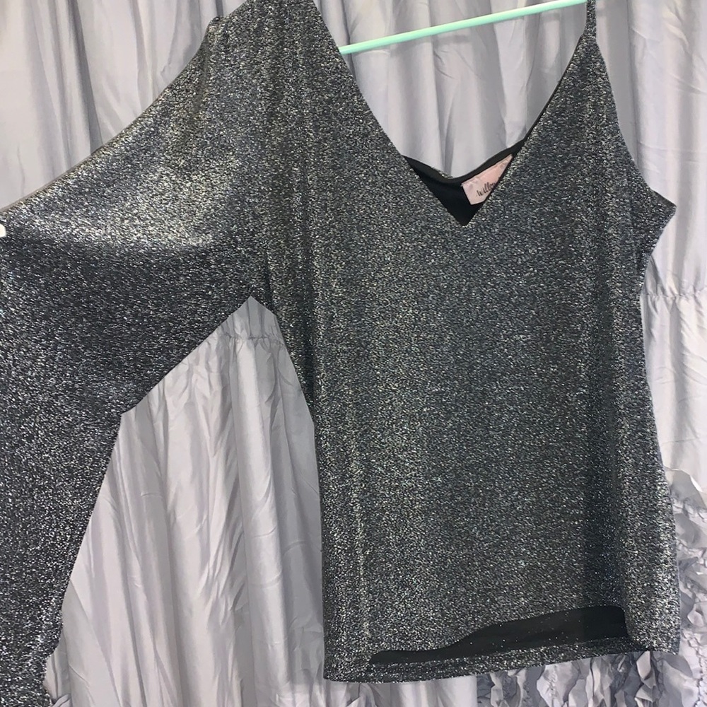 One shoulder sparkle top